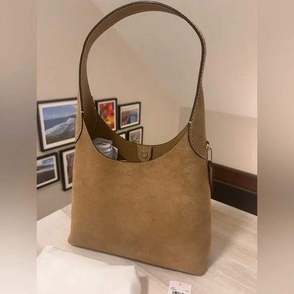Coach Tan Suede Hobo Shoulder Bag - Picture 2 of 7